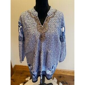 Style & Co Women’s Blouse Size 12 Boho Peasant Paisley Type Print Flowy Casual